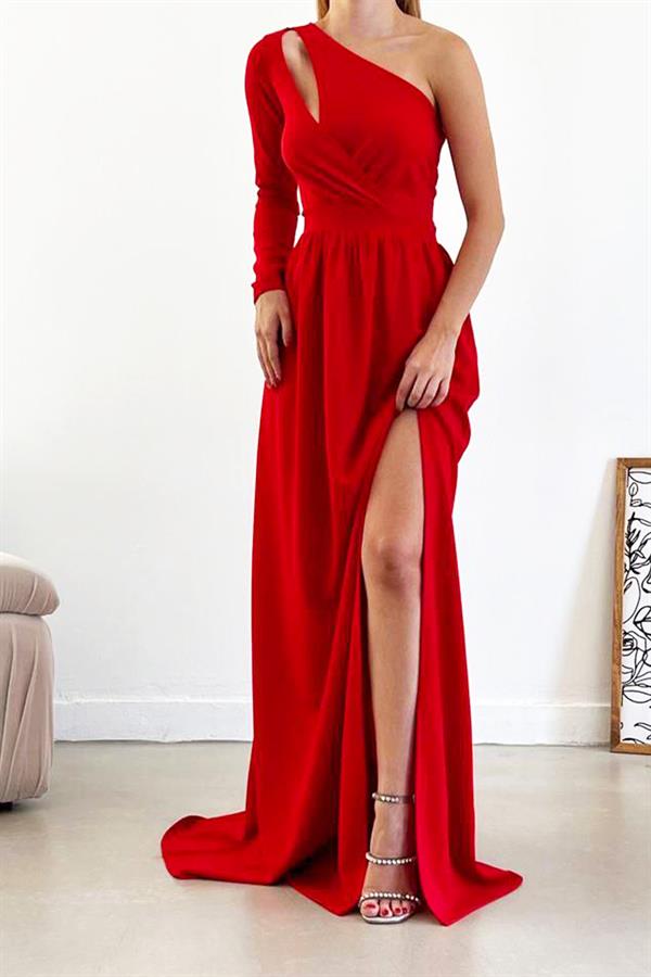 Uzun Krep Kumaş Elbise