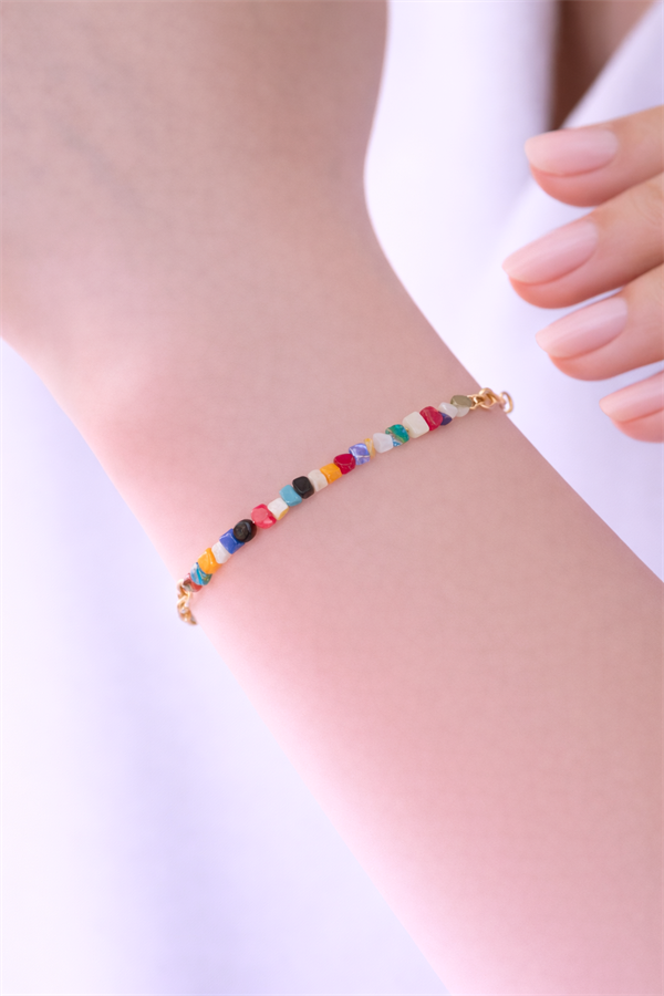 925 Ayar Gümüş Çok Renkli Boncuk Bileklik
