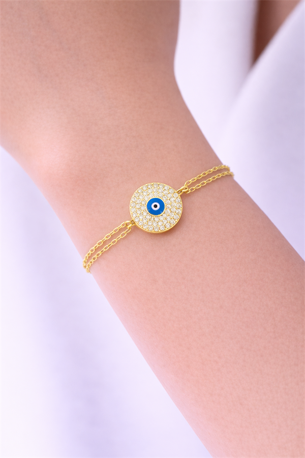 925 Ayar Gümüş Oval Taş Deat Nazar Boncuk Bileklik