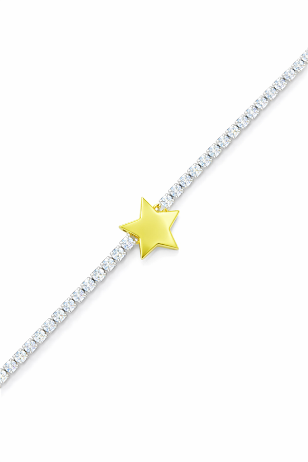 925 Ayar Gümüş Yıldız Detay Su Yolu Bileklik 