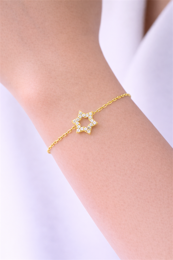 925 Ayar Gümüş Yıldız Detay Zincir Bileklik 