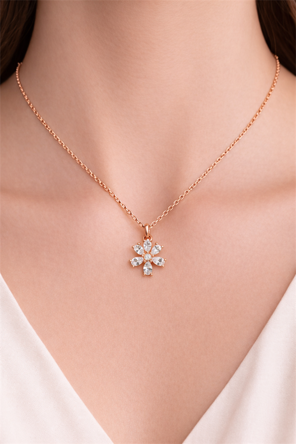 925 Ayar Gümüş Beni Unutma Çiçeği Kolye