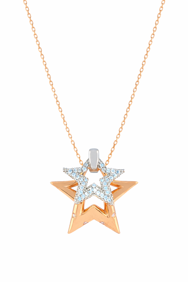 925 Ayar Gümüş Çift Yıldız Kolye