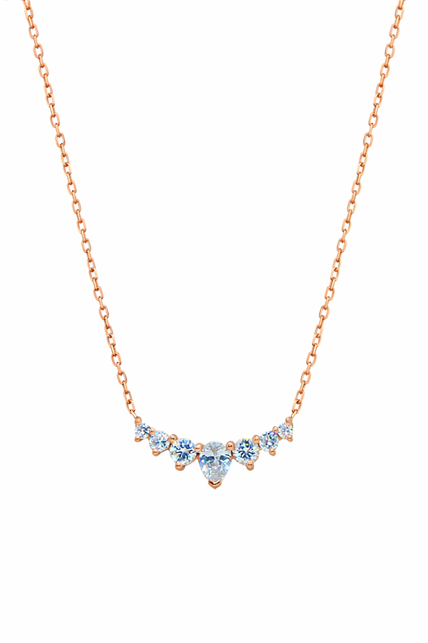 925 Ayar Gümüş Damla Taş Detaylı Kolye