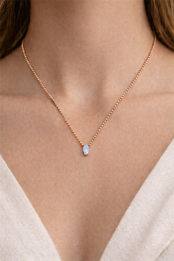 925 Ayar Gümüş Damla Taşlı Kolye