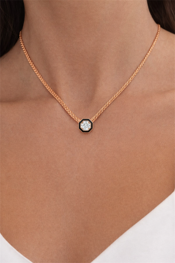 Black Hexagon Necklace