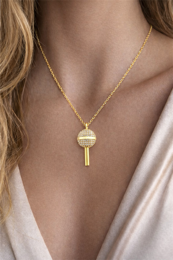 925 Ayar Gümüş Mikrofon Kolye