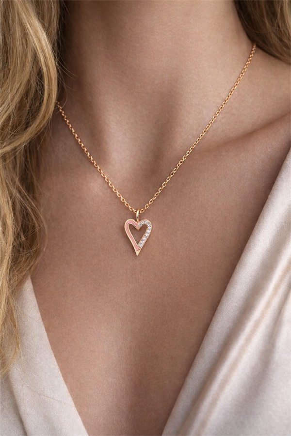 925 Ayar Gümüş Mineli Kalp Kolye