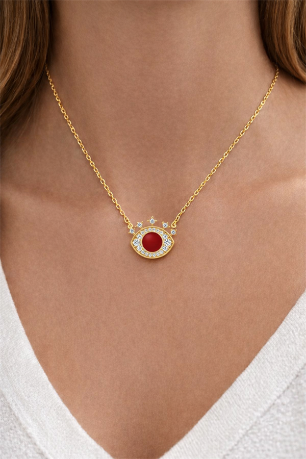 925 Ayar Gümüş Mineli Taşlı Kolye