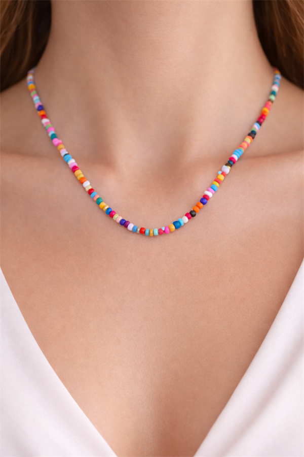 925 Ayar Gümüş Renkli Doğaltaş Kolye