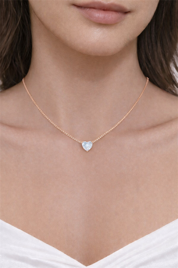 925 Ayar Gümüş Su Yolu Tek Taş Kolye