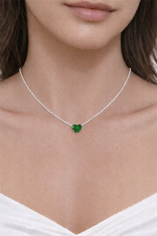 925 Ayar Gümüş Su Yolu Tek Taş Kolye