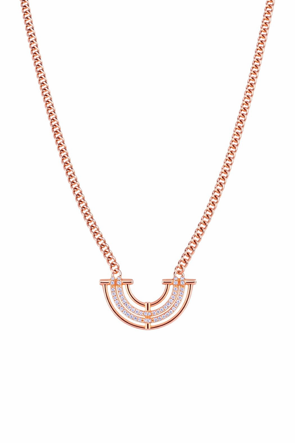 925 Ayar Gümüş Taş Geçişli Yarım Ay Kolye