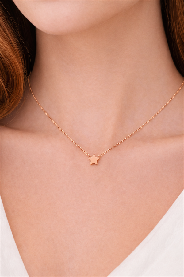 925 Ayar Gümüş Yıldız Detay Kolye