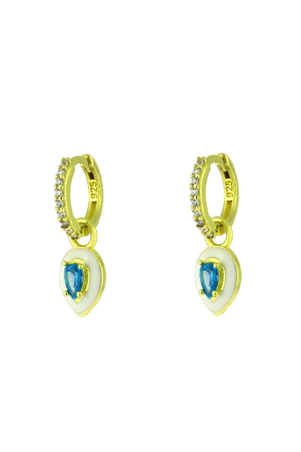 925 Ayar Gümüş Mineli Oval Tasarım Küpe 