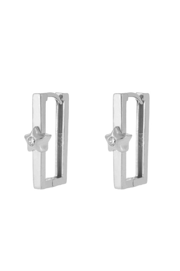 925 Ayar Gümüş Yıldız Detaylı Geometrik Küpe 