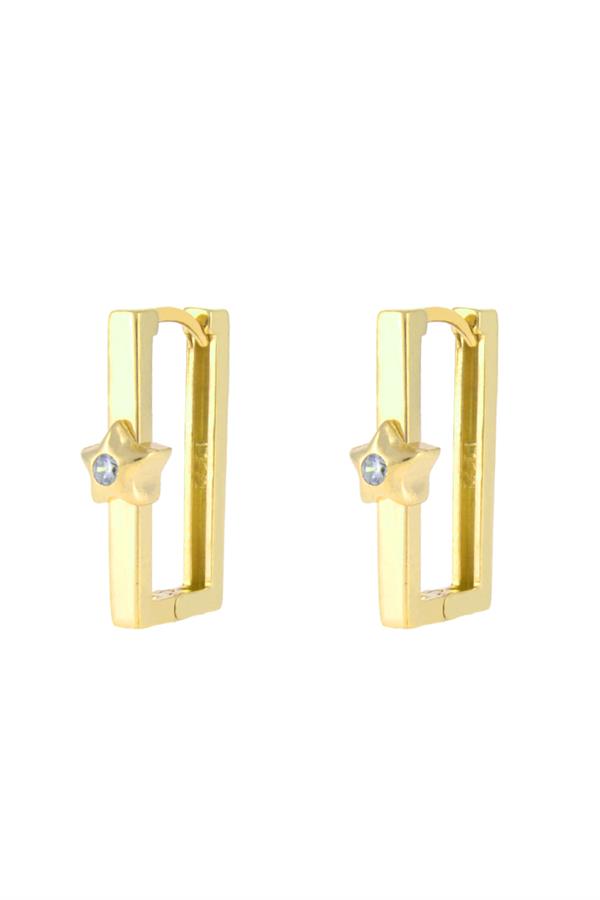 925 Ayar Gümüş Yıldız Detaylı Geometrik Küpe 