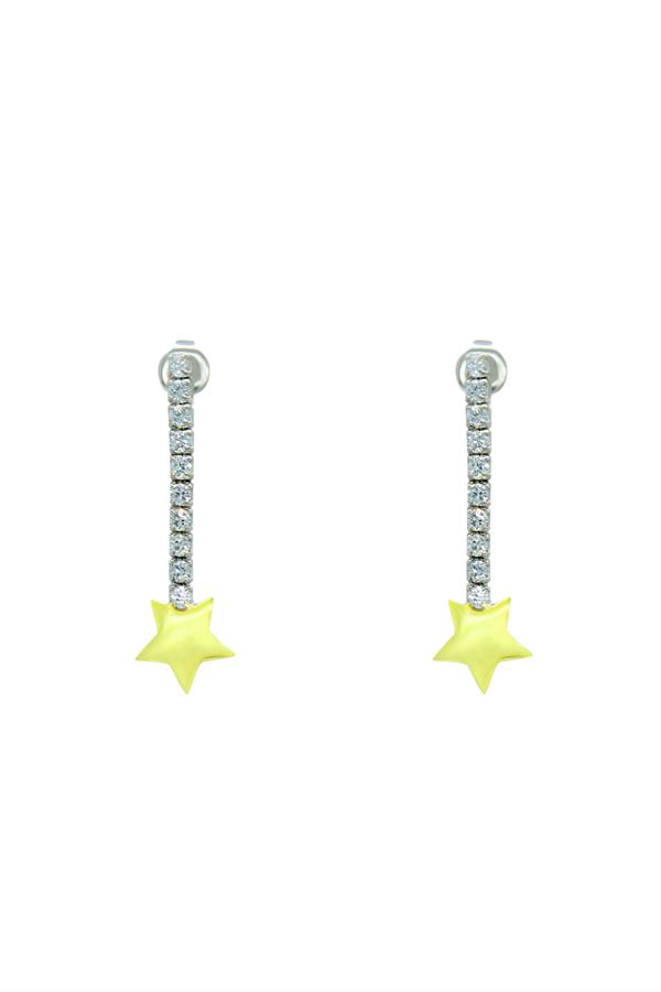 925 Ayar Gümüş Yıldız Detaylı Su Yolu Küpe