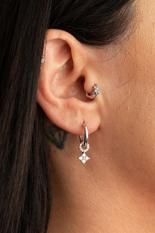 925 Ayar Gümüş Taşlı Kuzey Yıldızı Halka Küpe