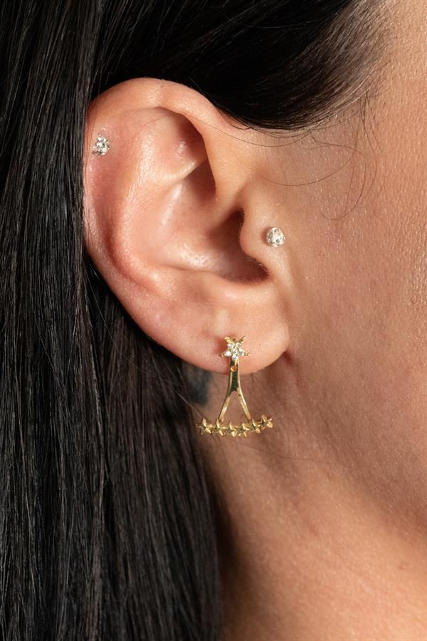 925 Ayar Gümüş Çoklu Yıldız Küpe 