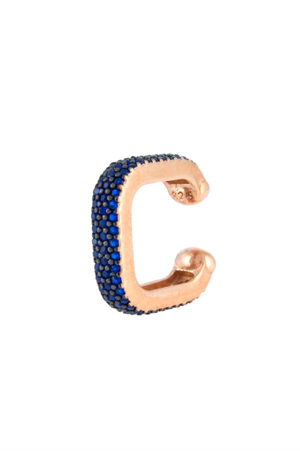 925 Ayar Gümüş Zirkon Taş İşlemeli Kıkırdak Küpe