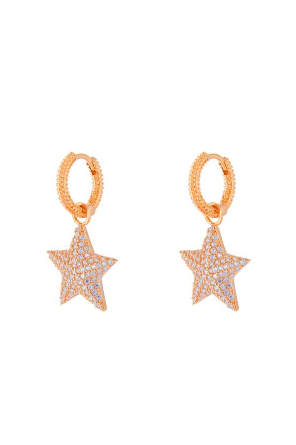 925 Ayar Gümüş Taş İşlemeli Yıldız Tasarım Küpe