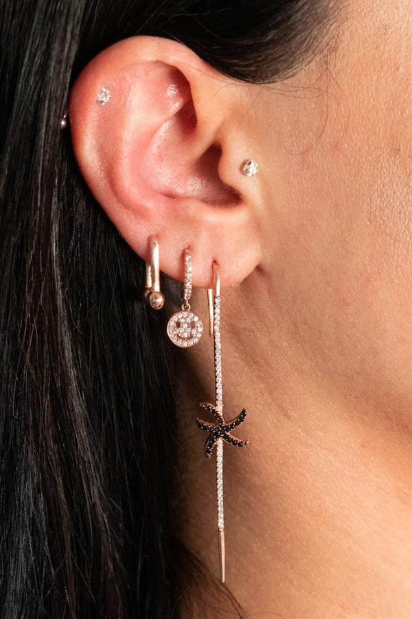 925 Ayar Gümüş Taş İşlemeli Güzel Yüz Küpe