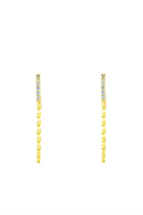 925 Ayar Gümüş Zincir Detaylı Tasarım Küpe 