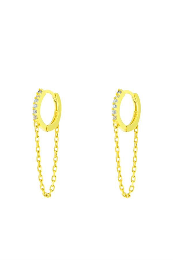 925 Ayar Gümüş Zincir Detaylı Tasarım Küpe 