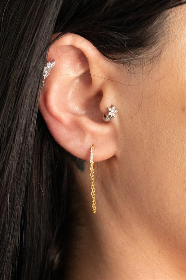 925 Ayar Gümüş Zincir Detaylı Tasarım Küpe 