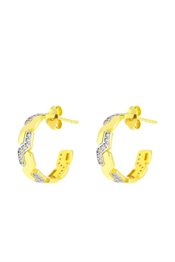 925 Ayar Gümüş Taşlı Zigzag Halka Küpe