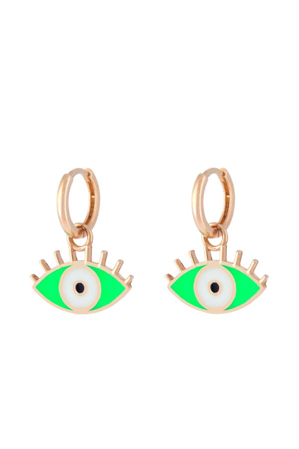 925 Ayar Gümüş Mineli Göz Motifli Küpe