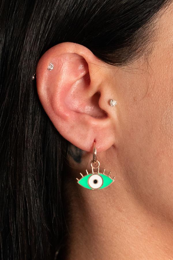 925 Ayar Gümüş Mineli Göz Motifli Küpe