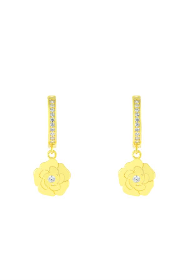 925 Ayar Gümüş Sallantılı Çiçek Taşlı Küpe