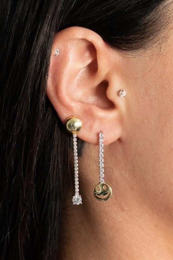 925 Ayar Gümüş Top Detay Su Yolu Küpe