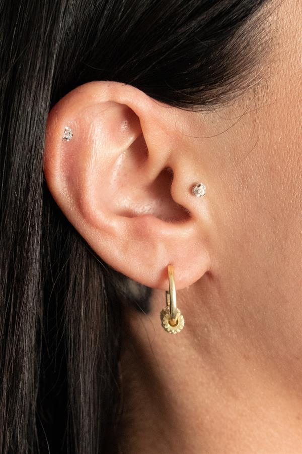 925 Ayar Gümüş 5 Halka Taş Detay Küpe 