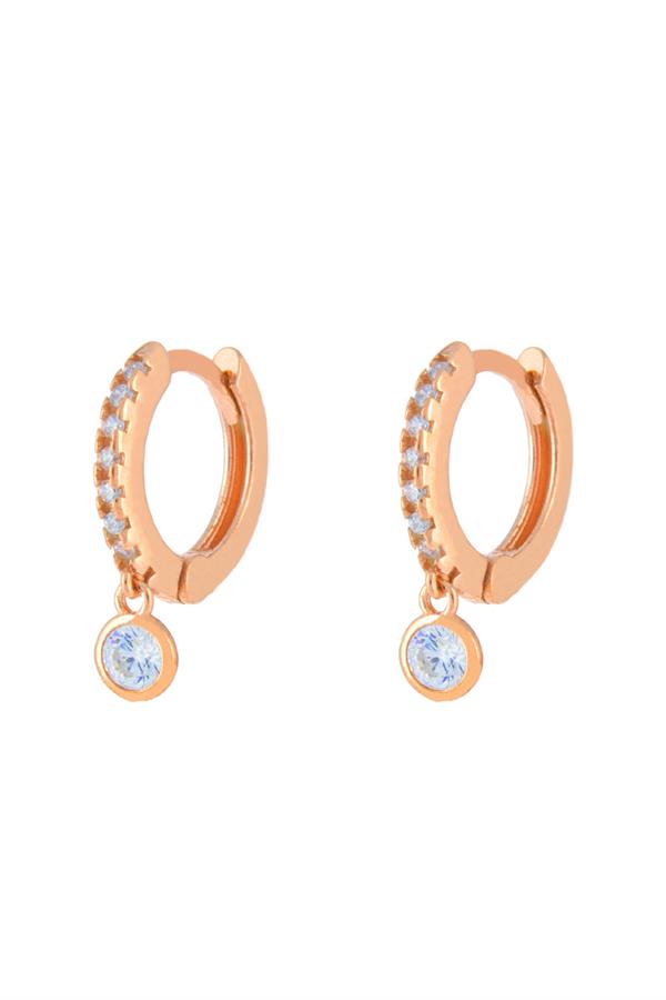 925 Ayar Gümüş Yuvarlak Taşlı Halka Küpe 