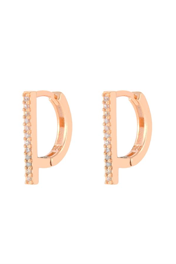 925 Ayar Gümüş P Harfi Küpe 