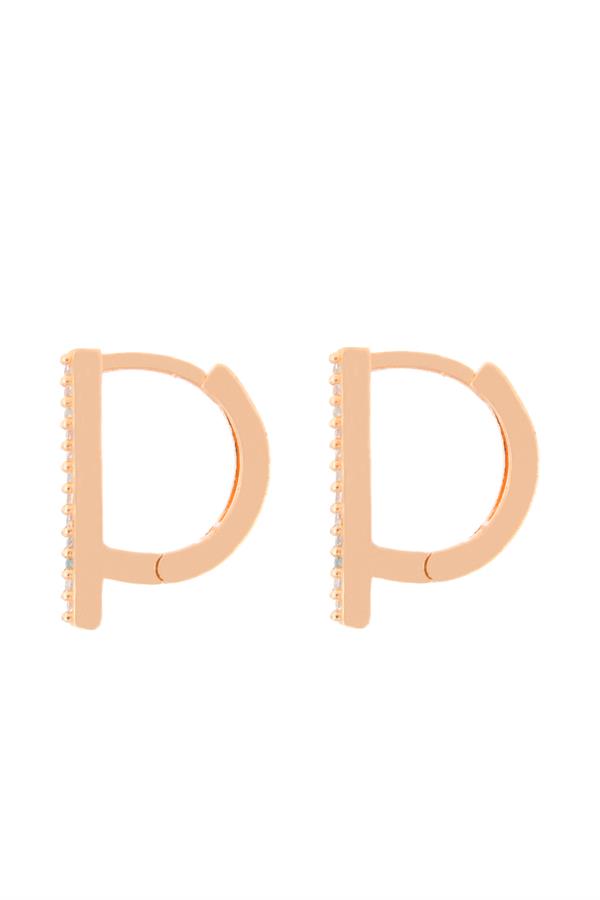 925 Ayar Gümüş P Harfi Küpe 