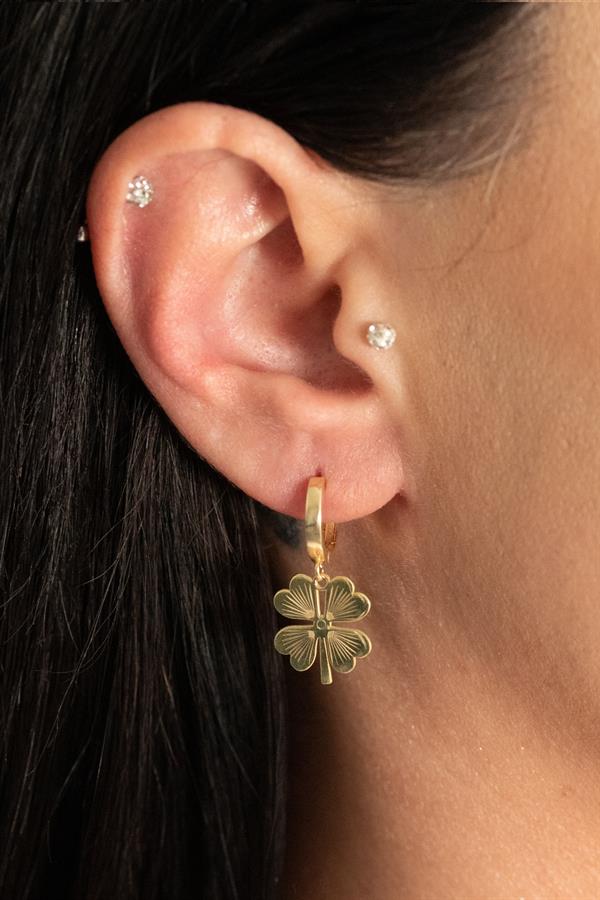 925 Ayar Gümüş Yonca Küpe 