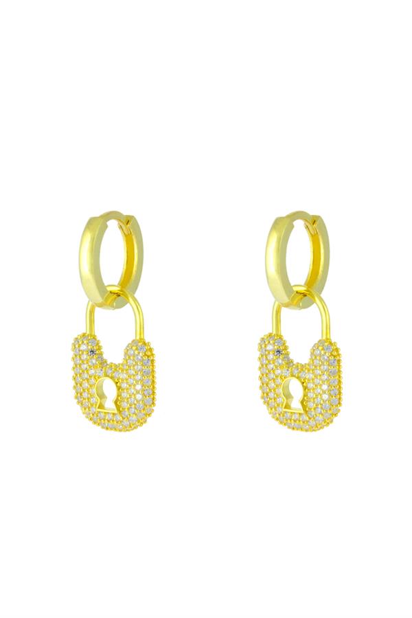 925 Ayar Gümüş Kilit Tasarım Küpe 