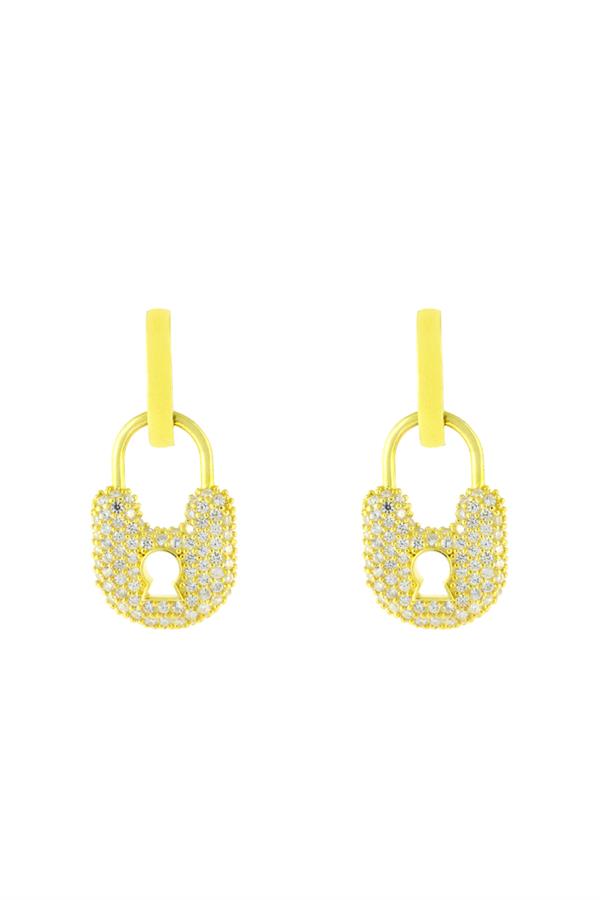 925 Ayar Gümüş Kilit Tasarım Küpe 