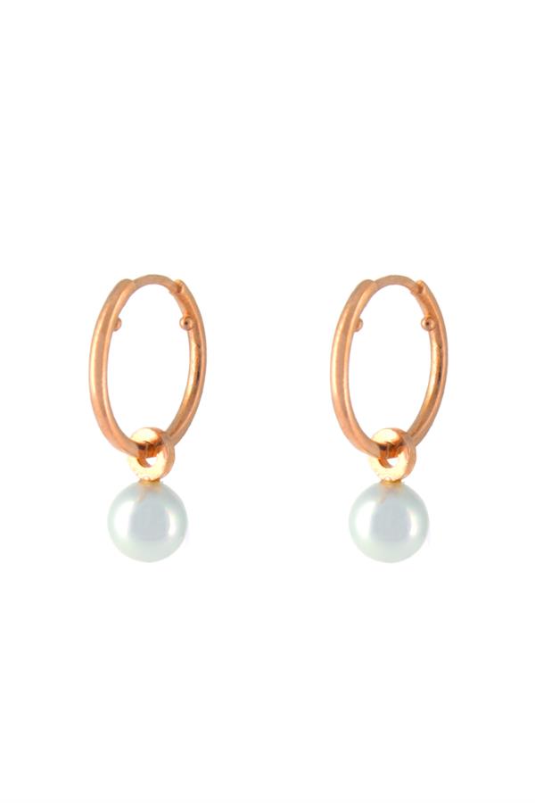 925 Ayar Gümüş Tek inci Halka Küpe 