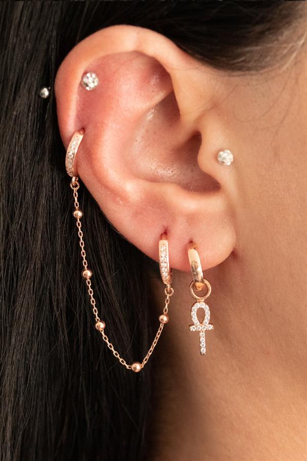 925 Ayar Gümüş Ramses Asası Küpe 