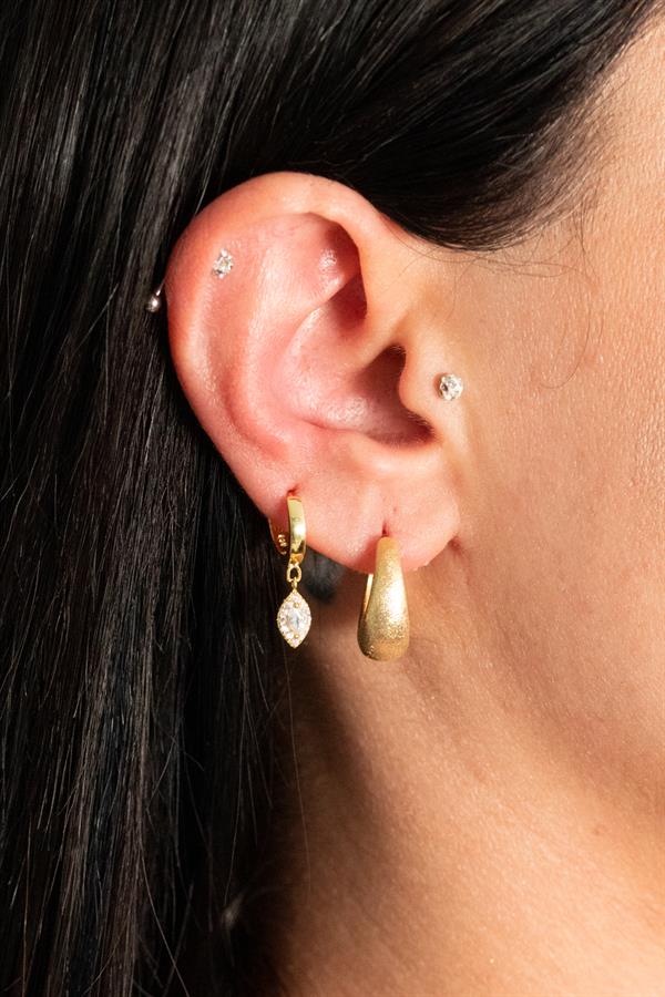 925 Ayar Gümüş Markiz Taşlı Küpe