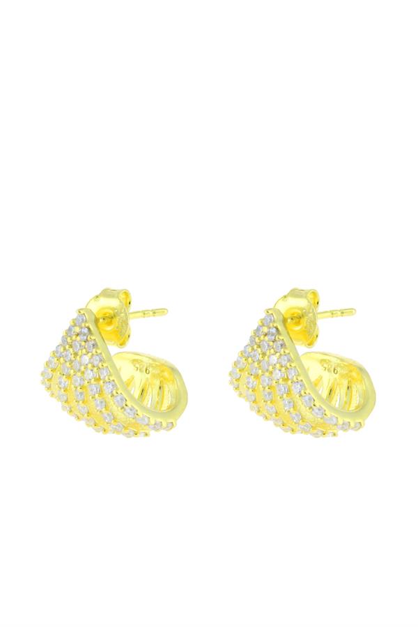 925 Ayar Gümüş Zirkon Taşlı Tasarım Küpe