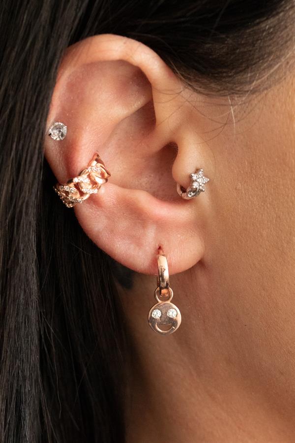 925 Ayar Gümüş Gülen Yüz Küpe