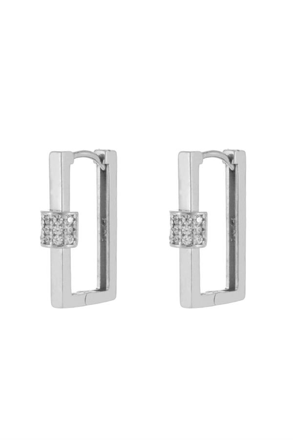 925 Ayar Gümüş Taş Detaylı Geometrik Küpe 