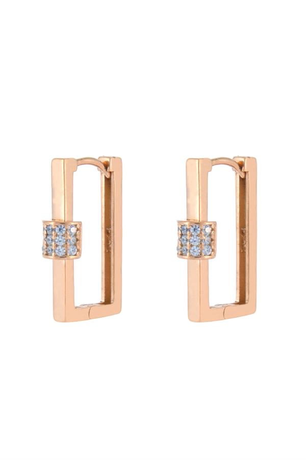 925 Ayar Gümüş Taş Detaylı Geometrik Küpe 