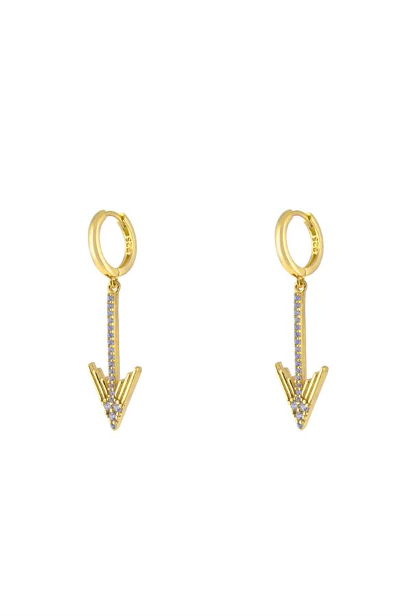 925 Ayar Gümüş Taşlı Ok Tasarım Küpe 